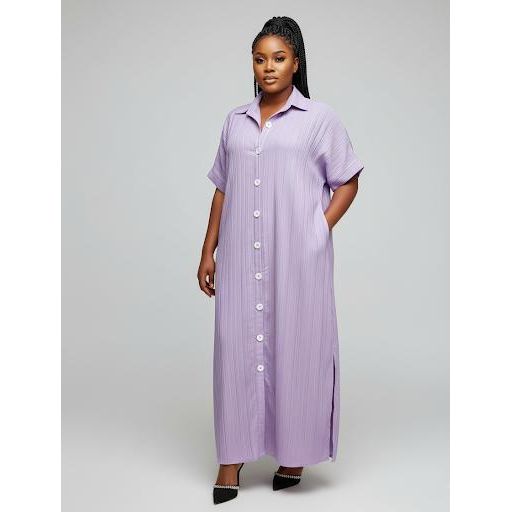 Plus Size Front Buttoned Maxi Shirt Dress