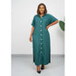 Plus Size Front Buttoned Maxi Shirt Dress
