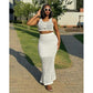Mesh See-Through Crop Top and Long Skirt Set
