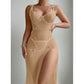 Split Leg  Underwear with Thong Maxi Lingerie Dress  2 Piece Set