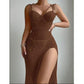 Split Leg  Underwear with Thong Maxi Lingerie Dress  2 Piece Set