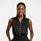 Plain Colour Button Detail Sleeveless Blouse