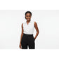 Plain Colour Button Detail Sleeveless Blouse