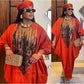 Satin Kaftan African Women Plus Size Robe Dashiki Headscarf Dress