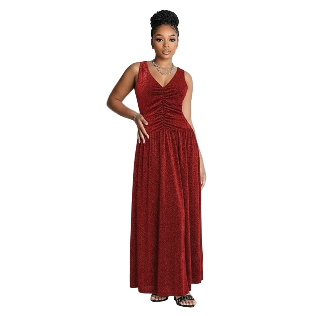Sleeveless Pleated Maxi Dress