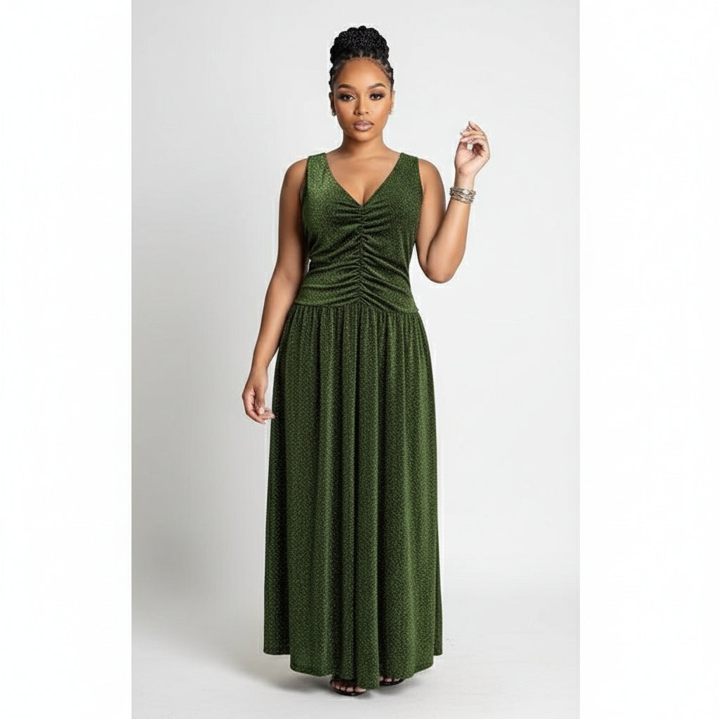 Sleeveless Pleated Maxi Dress