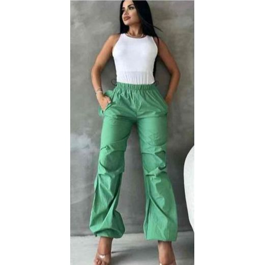 Casual Side Drawstring Waist Parachute Cargo Pants