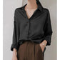 Silk Long-sleeve Vintage  Shirt Blouse