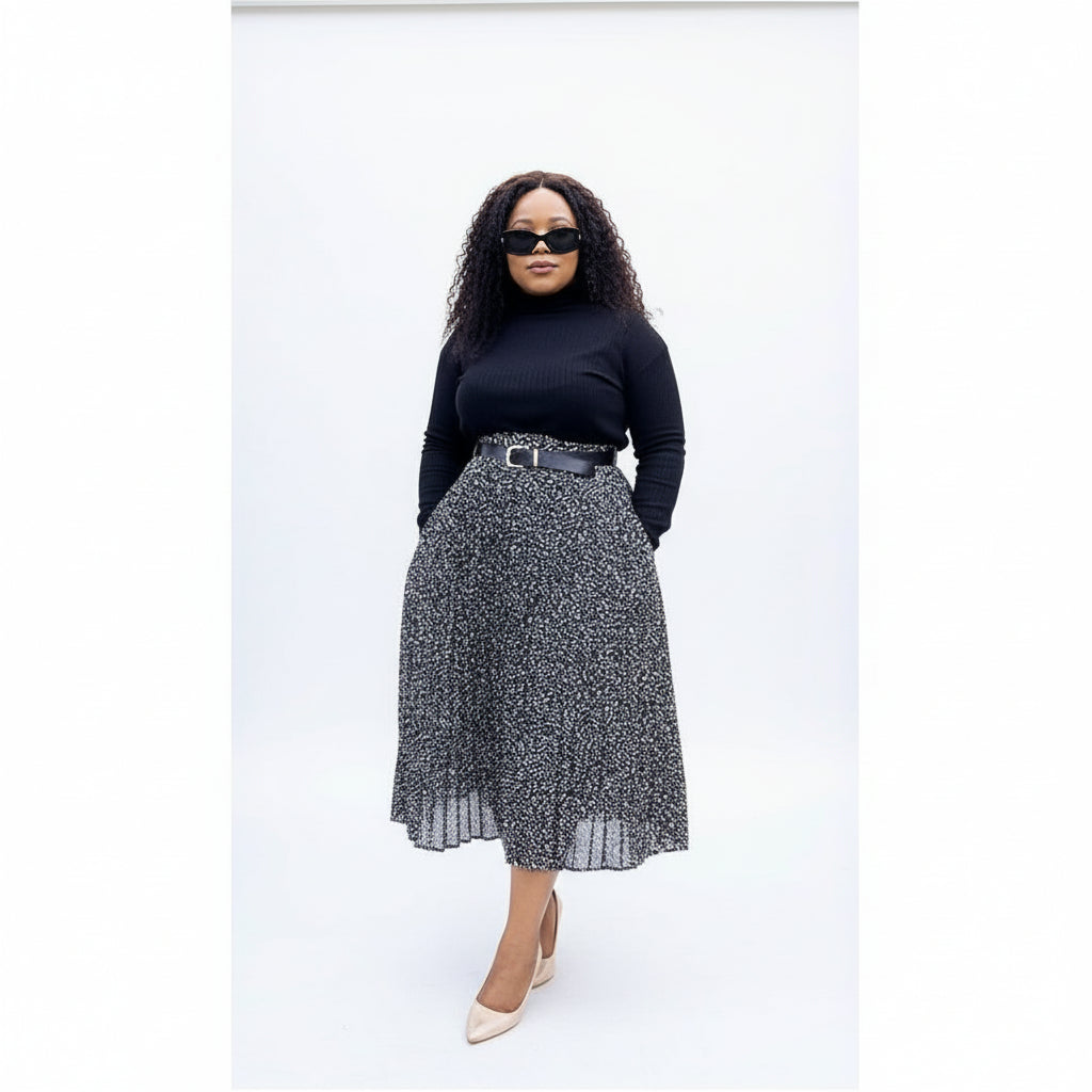 Printed Vintage Pleated Skirt