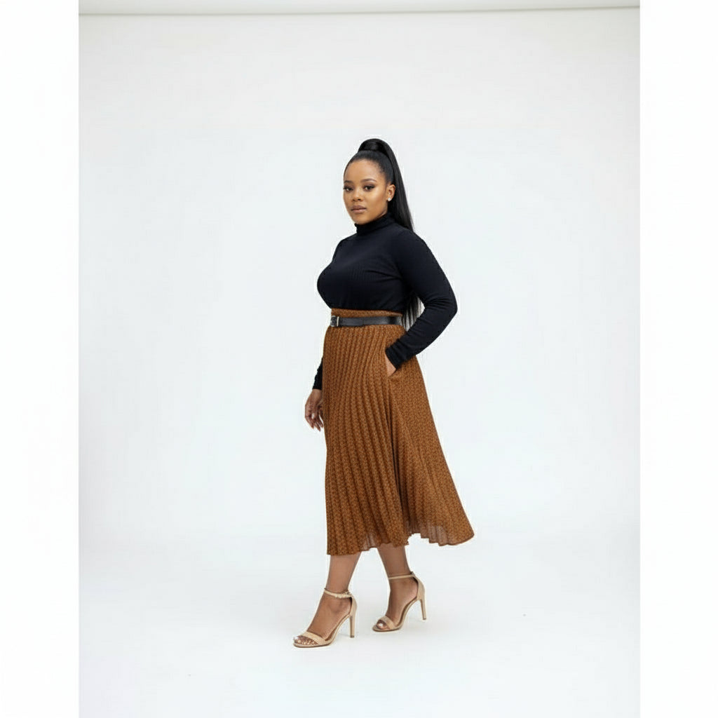 Printed Vintage Pleated Skirt