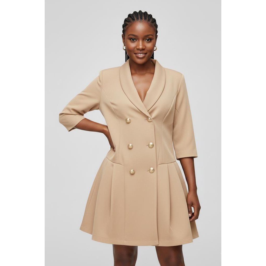 Solid Color Double-Breasted Blazer Dress – YELLOW SUB TRADING