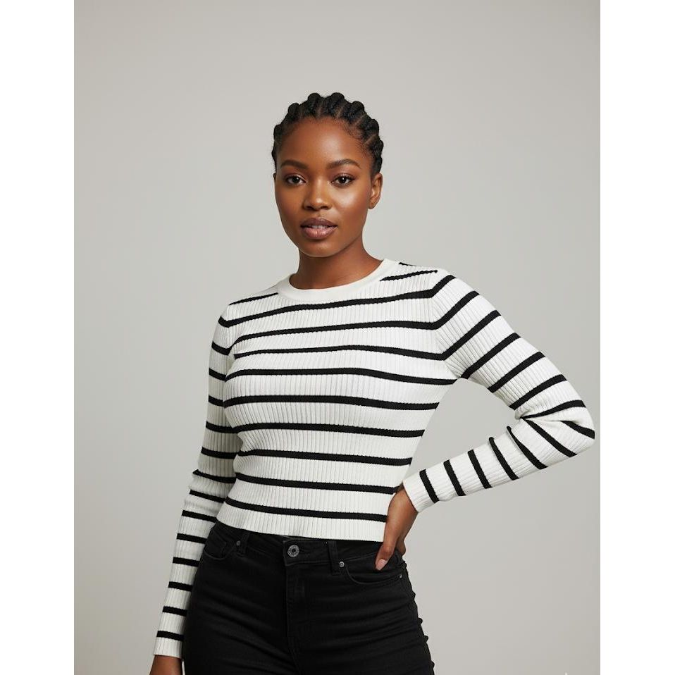 Women's Striped Knitted Long Sleeve Top
