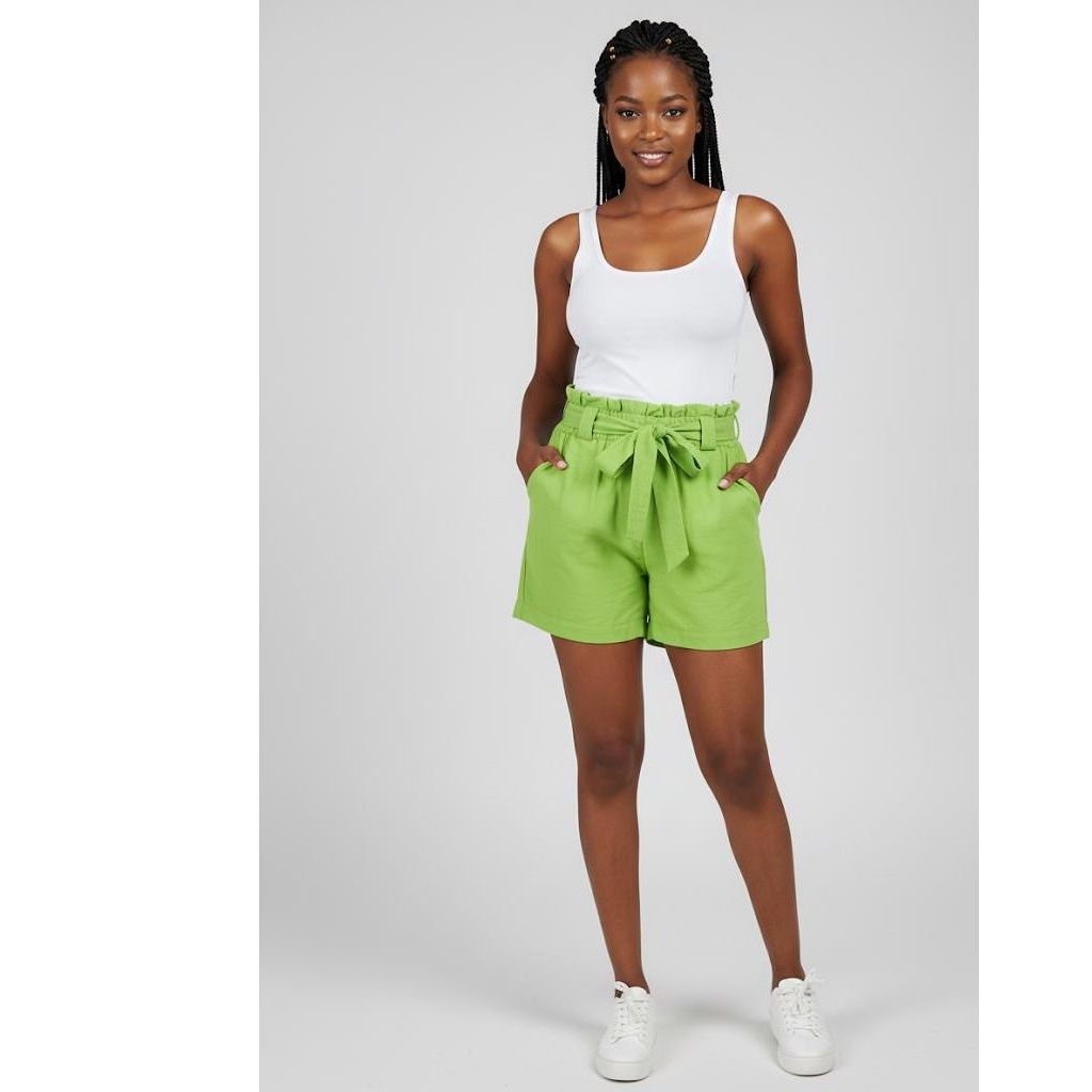 Relaxed Elastic Tie Waist Pocket Shorts