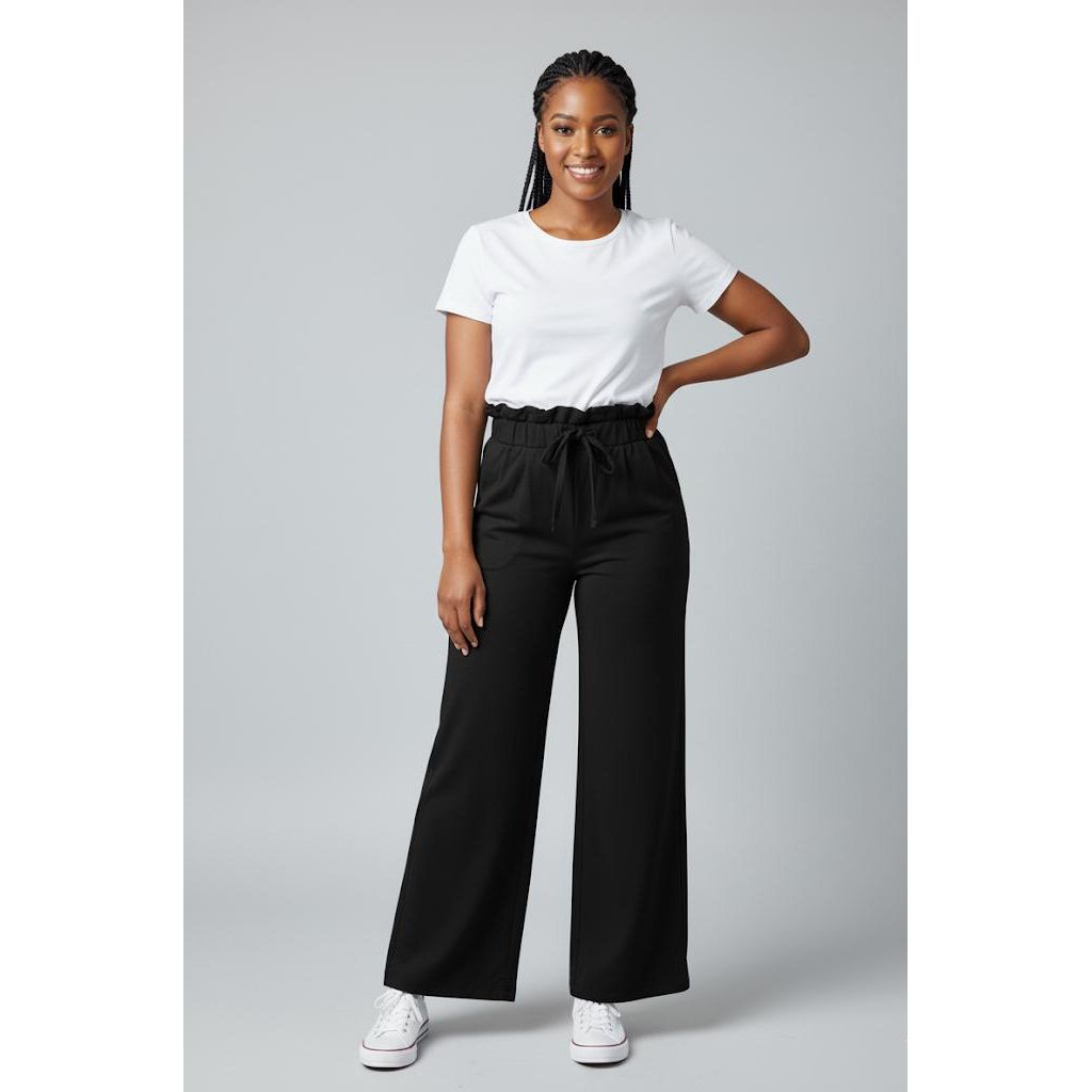 Solid Color Simple Drawstring Casual Wide Leg Sweatpants