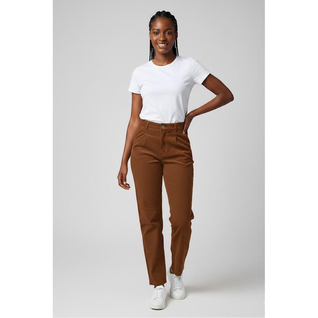 Belted Straight Sateen Chino Pants