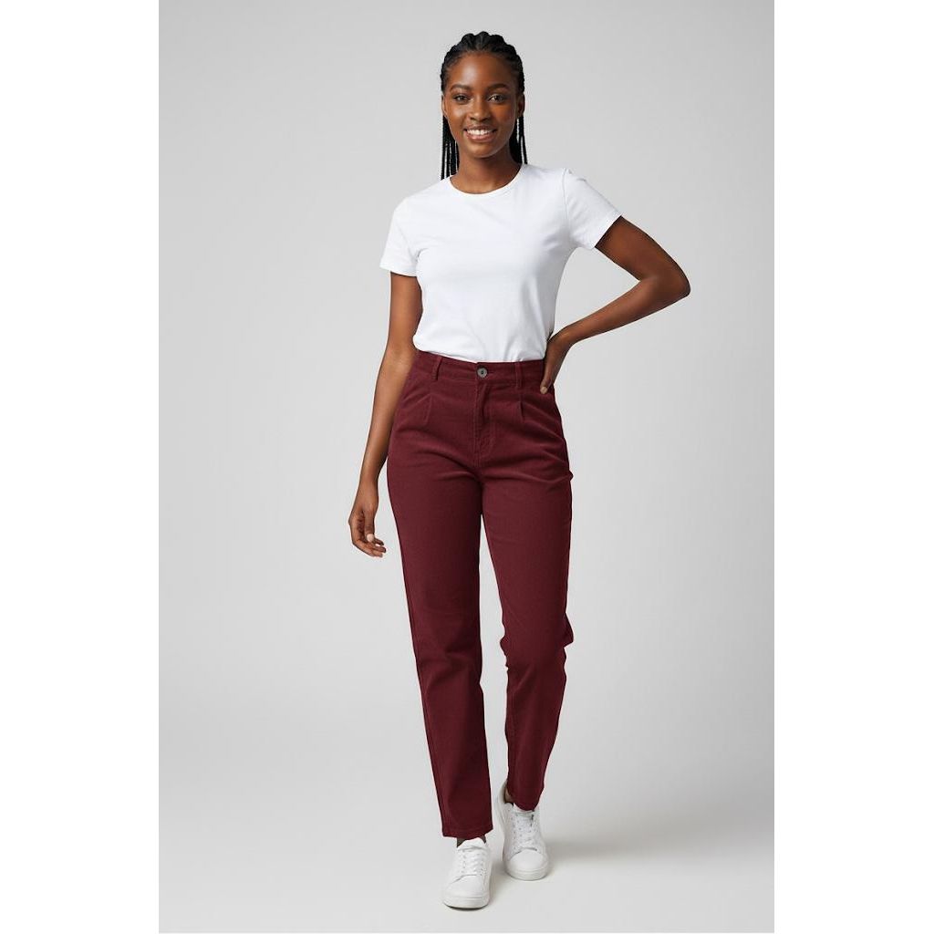 Belted Straight Sateen Chino Pants