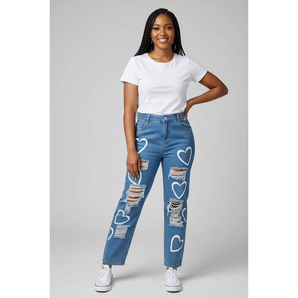 Heart Printed Jean