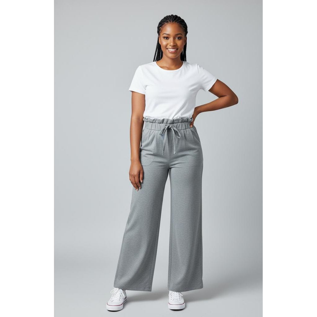 Solid Color Simple Drawstring Casual Wide Leg Sweatpants