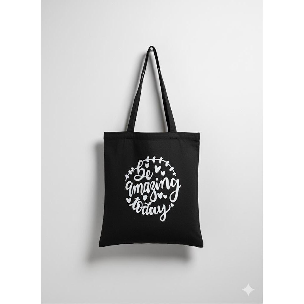 Black Graphic Print Tote Carry Bag.