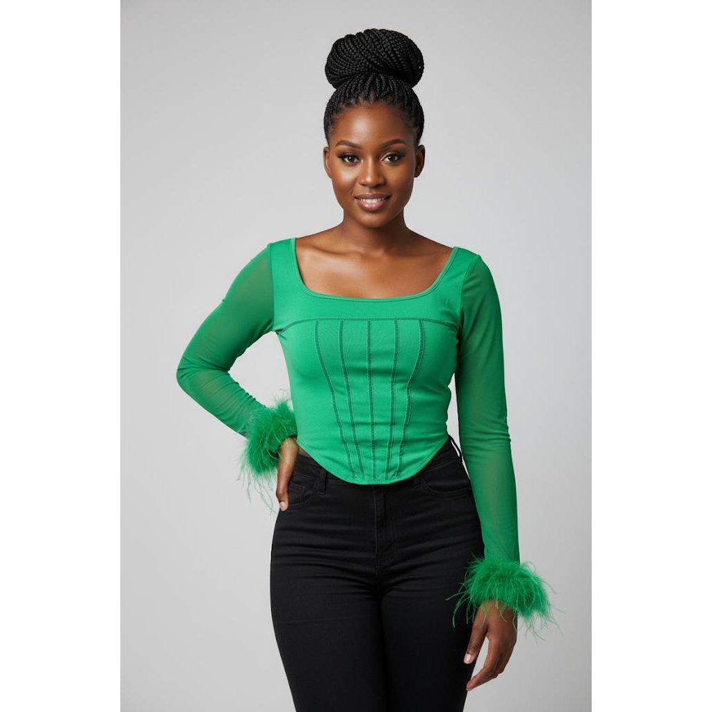 Cuff Square Neck Hem Top