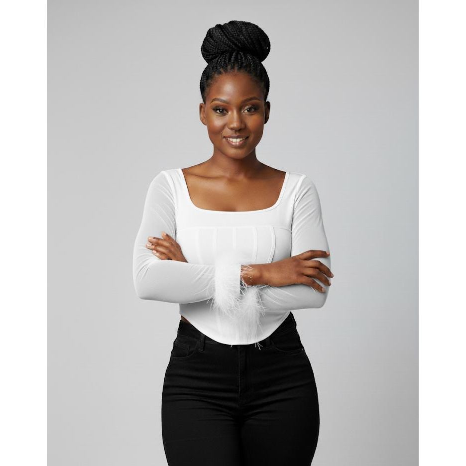 Cuff Square Neck Hem Top