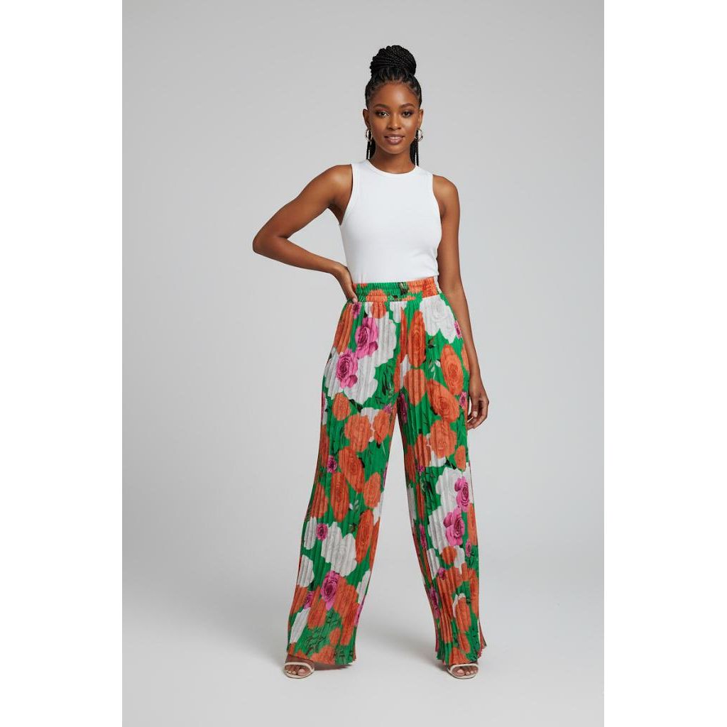 Multi Color Printed Plisse Long Pant