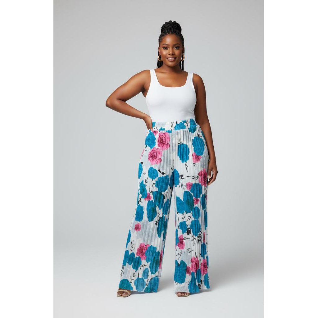 Multi Color Printed Plisse Long Pant