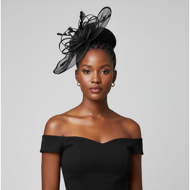 Feather Trim Sinamay Fascinator Hat