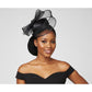 Rhinestone Round Mesh Bow Flower Feather Pointed Fascinator