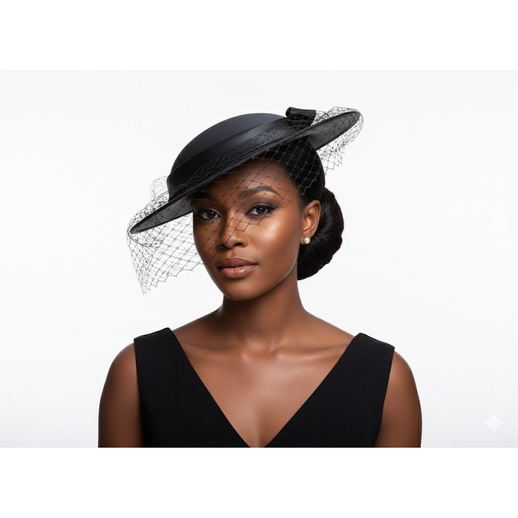 Vintage Black Fascinator Hat with Veil