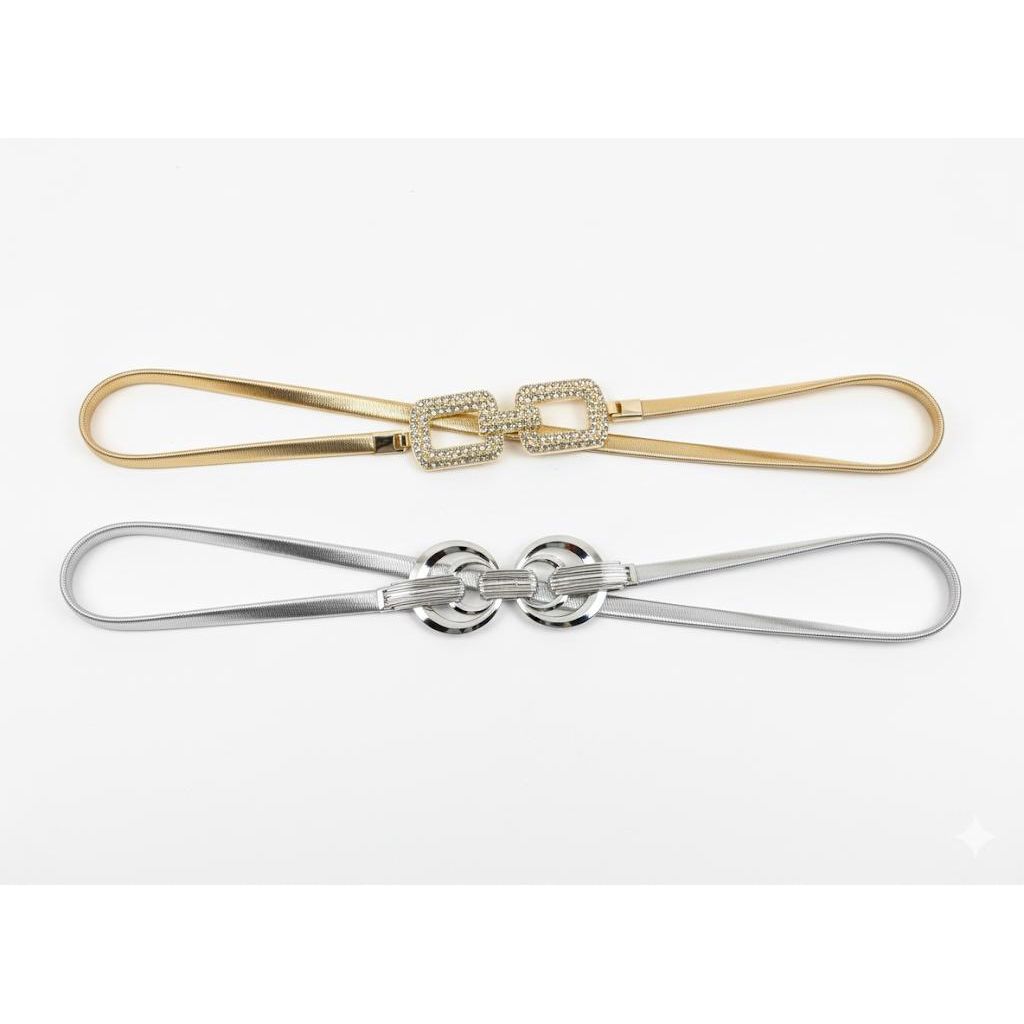 Elastic Silver Chain Belts