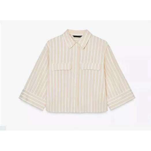 Metallic Thread Short Striped Shirt