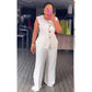 Sleeveless Button Front Vest Blazer & Wide Leg Pants