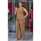 Sleeveless Button Front Vest Blazer & Wide Leg Pants