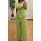 Sleeveless Button Front Vest Blazer & Wide Leg Pants