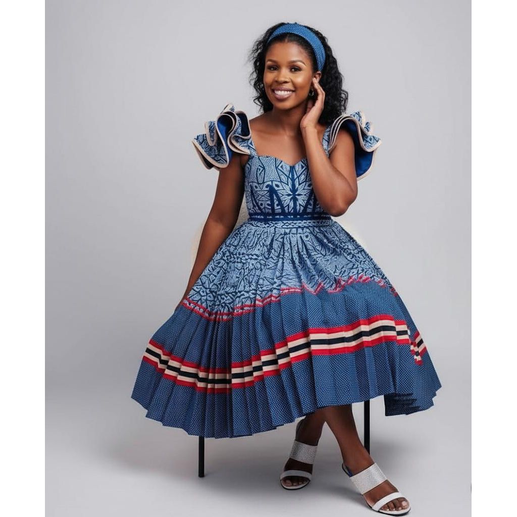 Sepedi Traditional Ankara Pleated Dress.