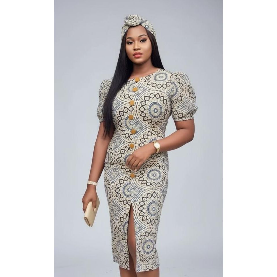 African Print  With Duke Slit Midi Dress