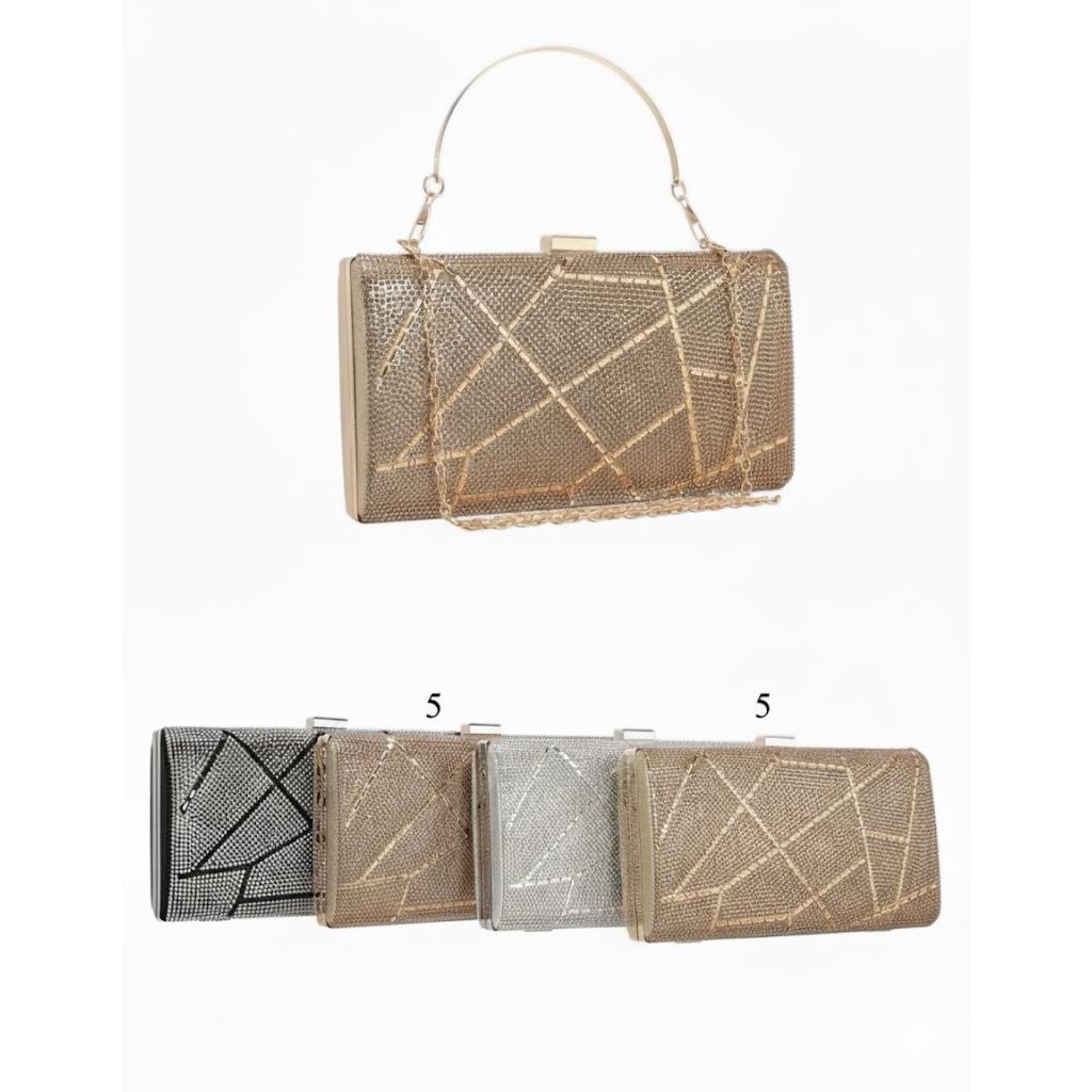 Abstract Diamante & Rhinestone Clutch Bag