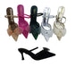 Bow Trim Pointy Kitten Mule Heel