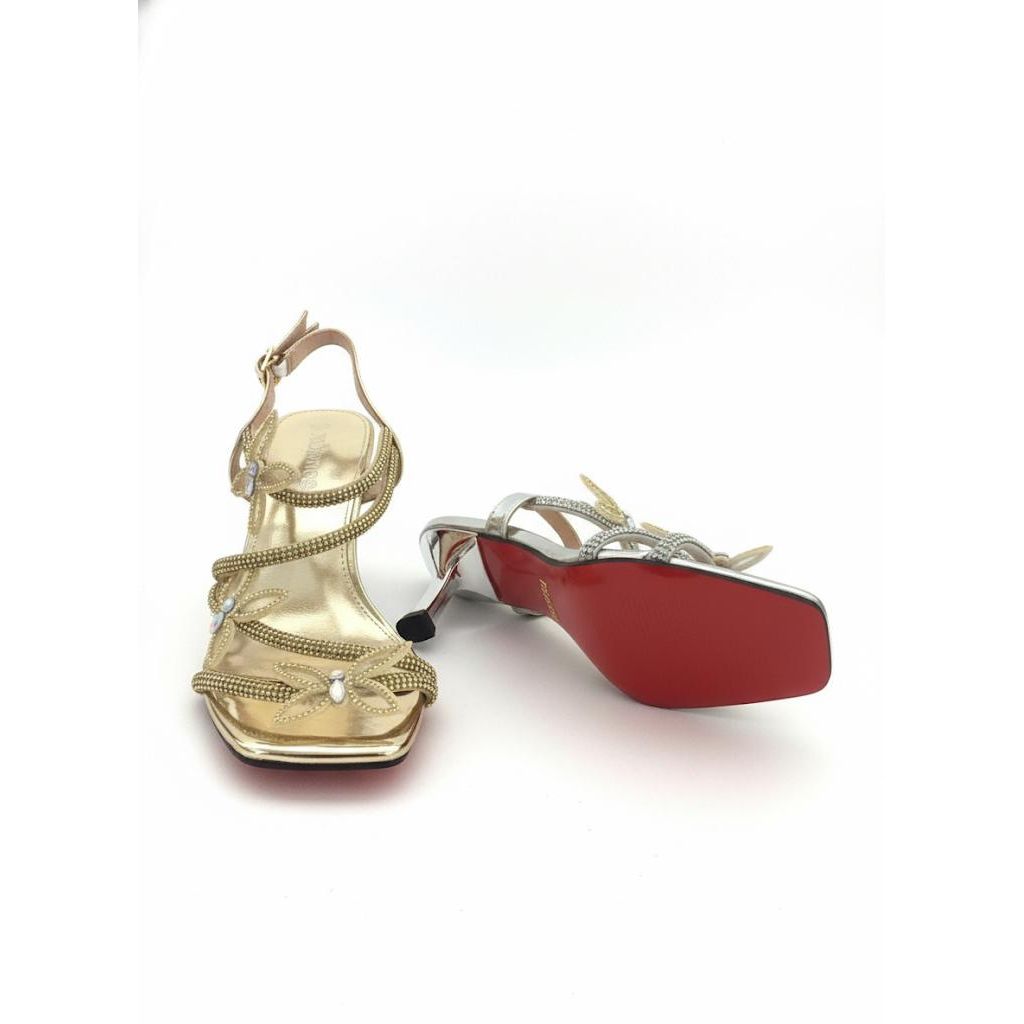 Rhinestone Butterfly Ankle Strap Sandals