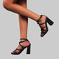 Elegant Square Toe And Ankle Strap Chunky Heel Sandals