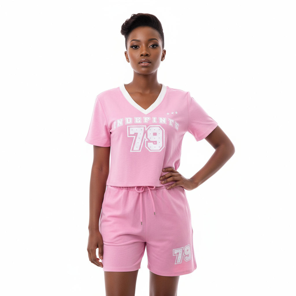 V-Neck Short Sleeve T-Shirt & Short Pants Set