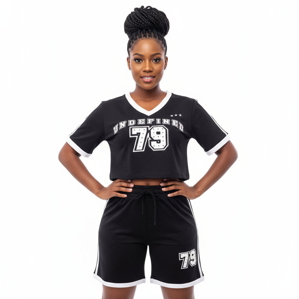 V-Neck Short Sleeve T-Shirt & Short Pants Set