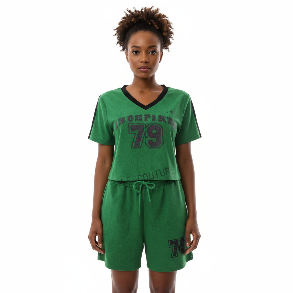 V-Neck Short Sleeve T-Shirt & Short Pants Set