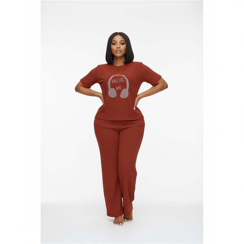 Casual Headphones Printed 2 Piece Set