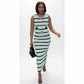 Elegant Striped Button Design Knitting Skirt Set 2 Piece Set