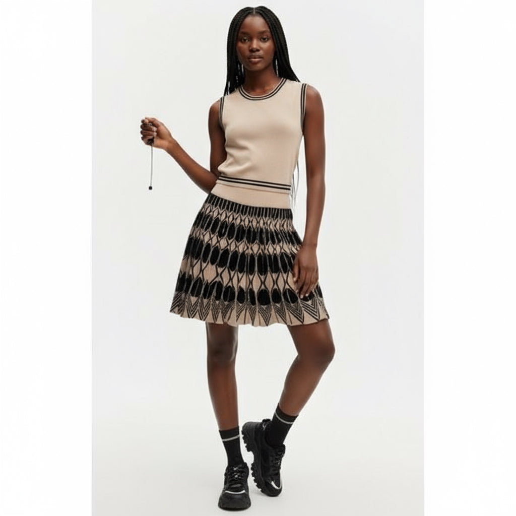 Sleeveless Shirt and Tennis Skirt Mini Pleated Skirt Suit