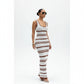 Elegant Striped Knitting Skirt Set 2-piece