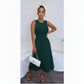 Sleeveless Elegant Pleated Slim A-Line Maxi Dress