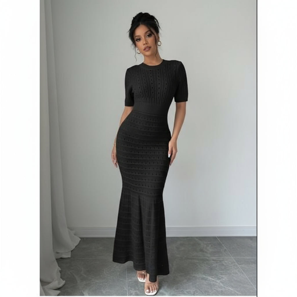 Sleeveless Hollow-Out Design Bodycon Fit Long Dress